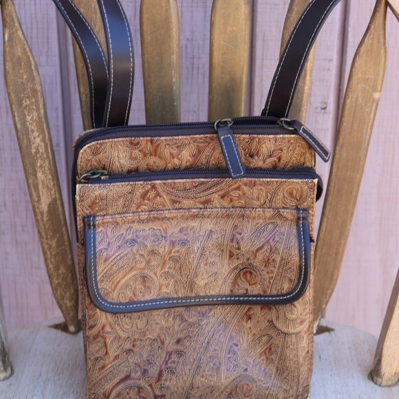 Vintage Relic by Paisley Fossil Crossbody Bag Western Faux Leather - Picture 1 of 16